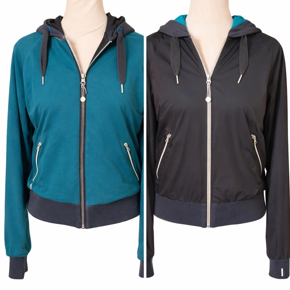 Lululemon Jackets & Blazers - Lululemon Reversible Hooded Jacket Grey/Teal Green. SZ 6
